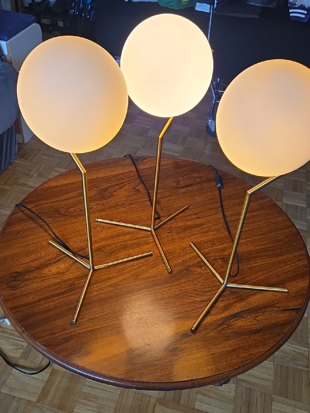 Modern Brass Table Lamps with Frosted Globe Shades - Set of 3 24" Robinsonco IC